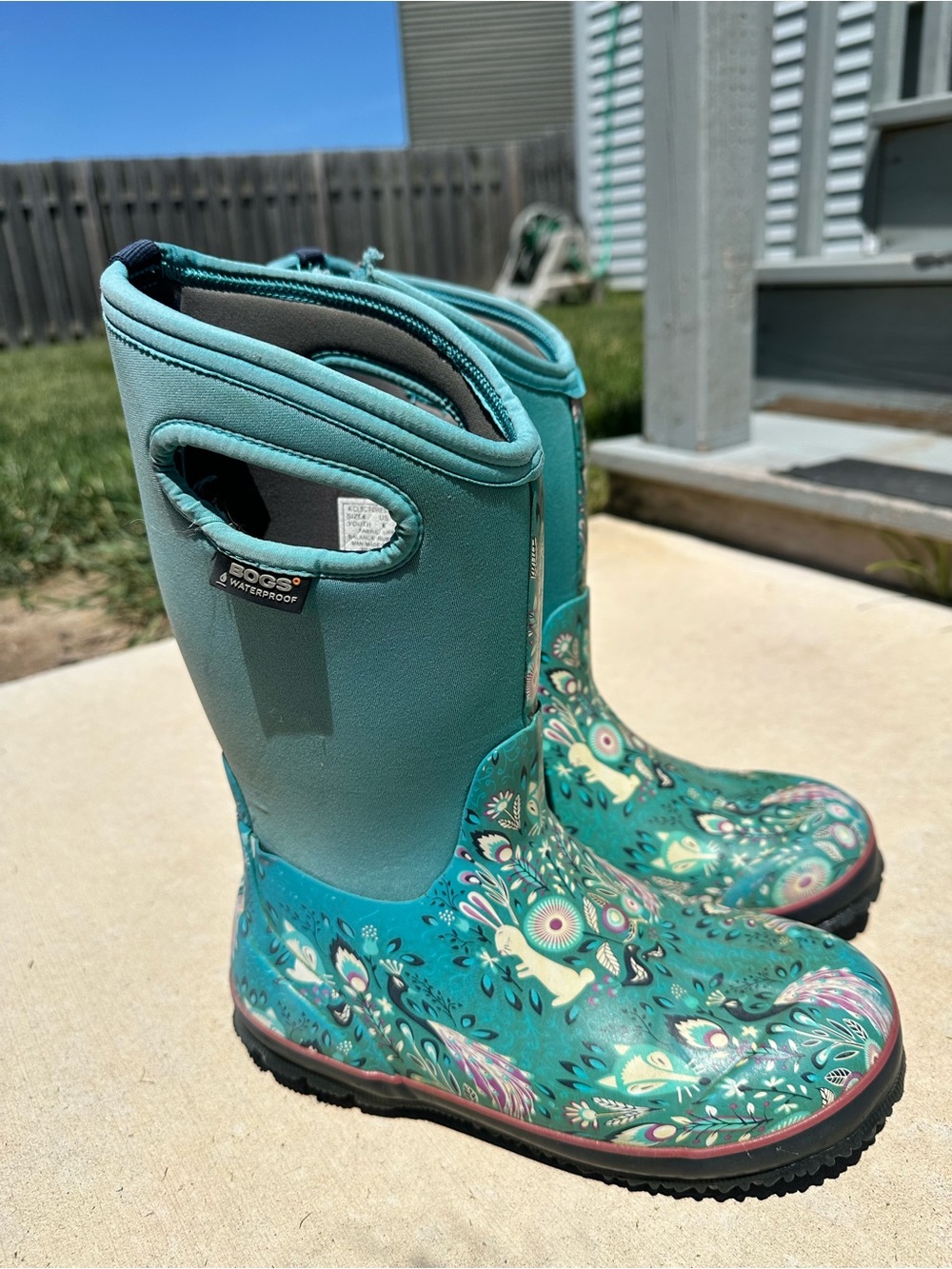 *FLAWED* Bogs | Teal Classic Forest Rain Boots | Size 6 - Picture 3 of 9